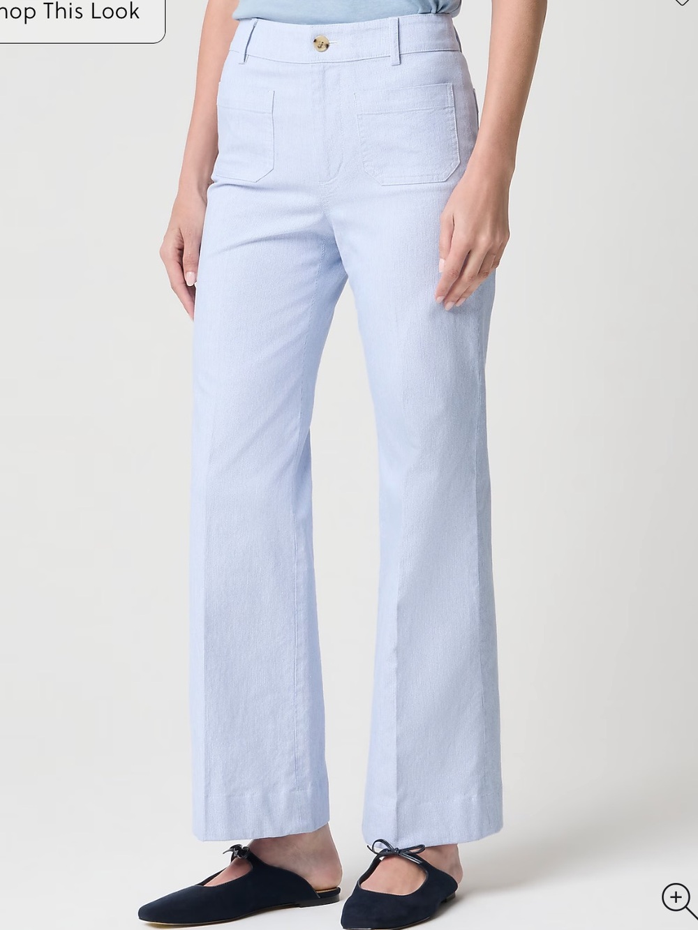 J.Crew Factory Lizzie High Rise Patch Pocket Wide Leg Pant 31 CJ099 Blue White